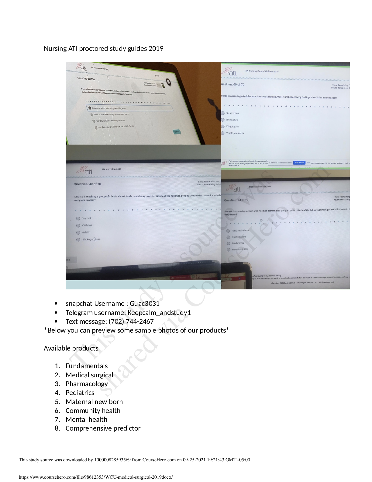 Preview image for ATI comprehensive predictor 2019 study guide